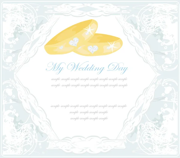 Wedding Invitation card with rings — Stock Vector