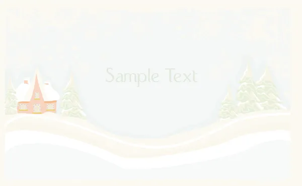 Casa de Navidad y árbol en el paisaje montañoso de nieve-deriva — Archivo Imágenes Vectoriales