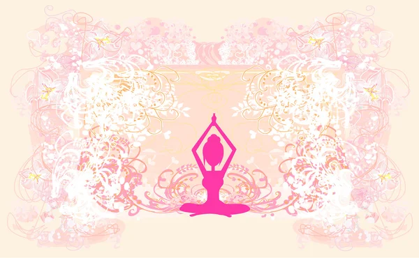 Silhouette d'une fille en posture de yoga — Image vectorielle