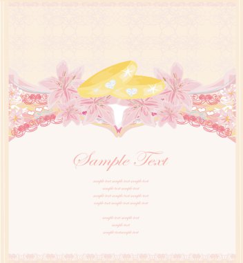 Wedding Invitation card with rings clipart