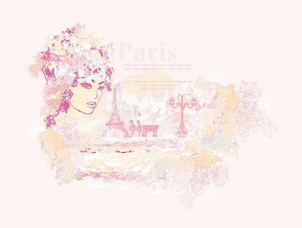 Όμορφες γυναίκες Ψώνια στο Παρίσι - vector card — Διανυσματικό Αρχείο