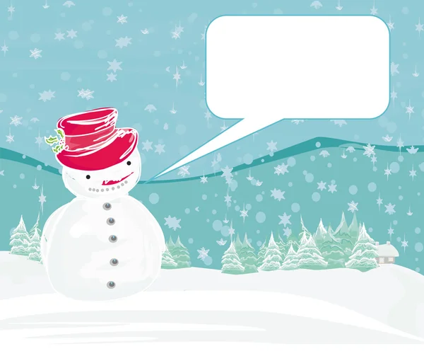 Χαρούμενος χιονάνθρωπος κάρτα — Διανυσματικό Αρχείο