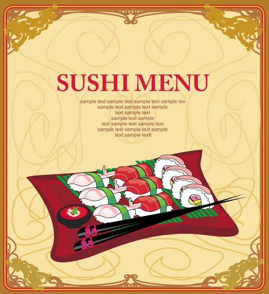 Modelo de menu de comida tradicional japonesa —  Vetores de Stock