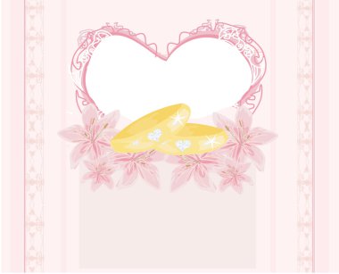 Wedding Invitation card with rings clipart