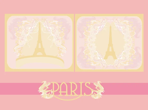 Vintage retro Eiffel card set — стоковый вектор