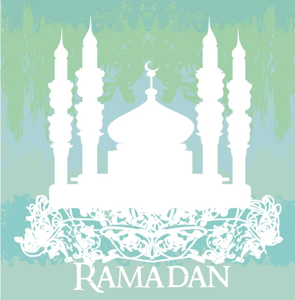 Ramadan background - mosque silhouette vector card — Stock Vector