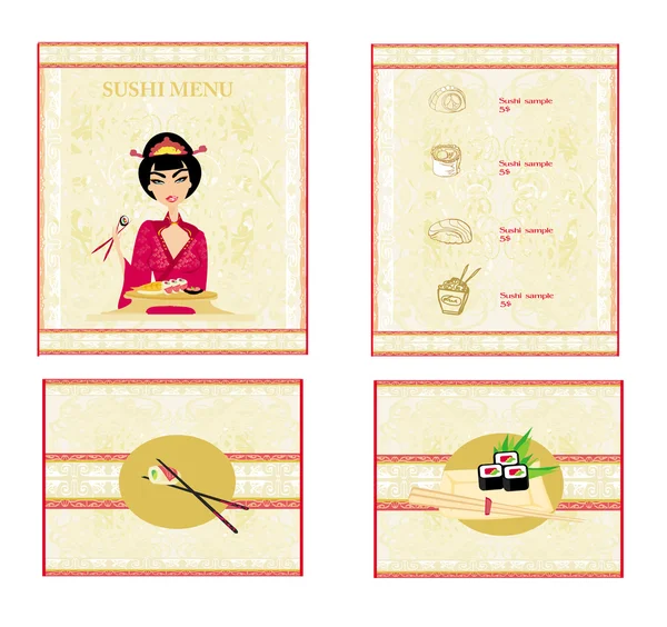 Πρότυπο των παραδοσιακών ιαπωνικών μενού τροφίμων που — Διανυσματικό Αρχείο