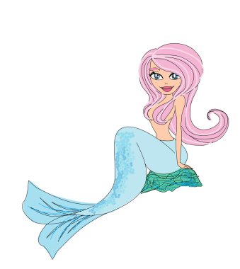 Beautiful mermaid - doodle illustration clipart