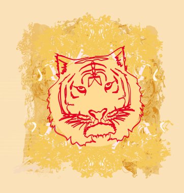 Abstracted grunge Tiger illustration clipart