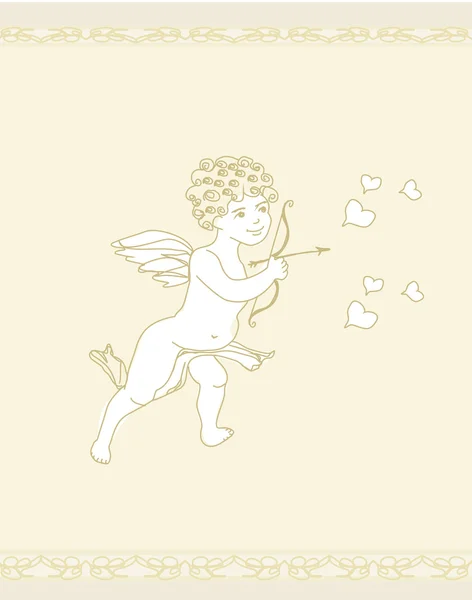 Carte de Saint Valentin heureux avec Cupidon — Image vectorielle