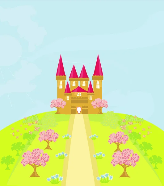 Чарівна казка принцеса замок — стоковий вектор