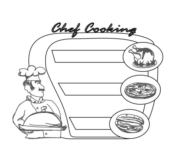Chef que sirve platos - marco — Archivo Imágenes Vectoriales
