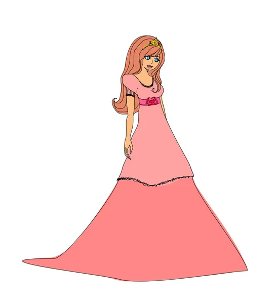 Schöne Prinzessin - Doodle — Stockvektor