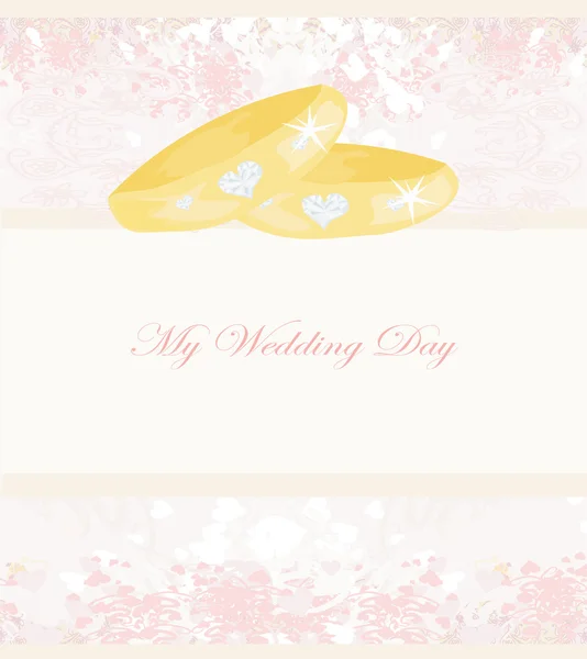 Πρόσκληση γάμου κάρτα με δαχτυλίδια — Διανυσματικό Αρχείο