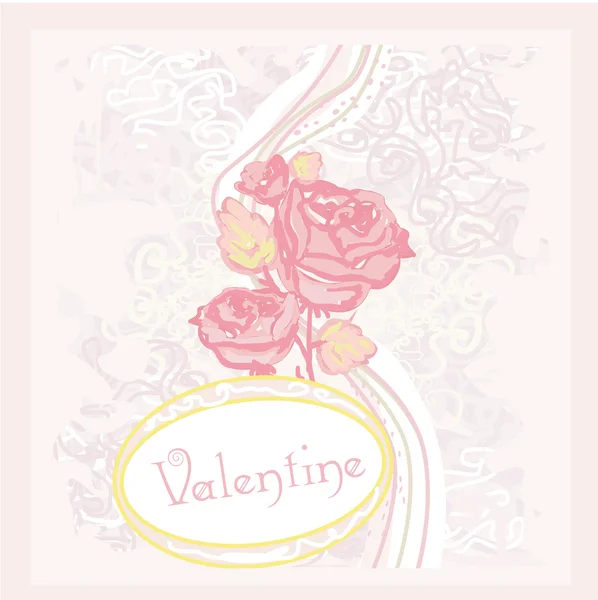 Ρομαντική κάρτα πρόσκληση λουλούδι — Διανυσματικό Αρχείο