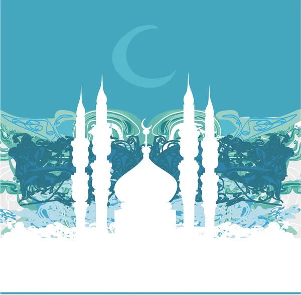 Ramadan sfondo - scheda vettoriale silhouette moschea — Vettoriale Stock