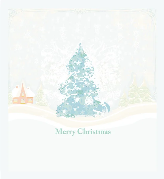 Abstract kerstboomkaart — Stockvector