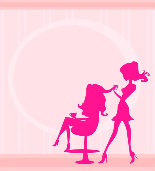 Ilustração vetorial da bela mulher no salão de cabeleireiro —  Vetores de Stock