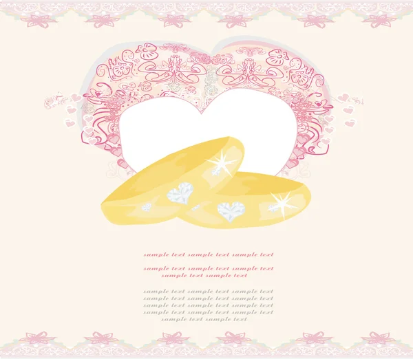 指輪付き結婚式招待カード — ストックベクタ