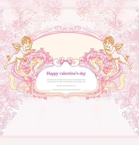 Happy valentines day card with cupid — Stock Vector