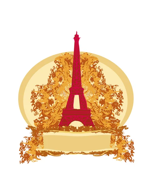 Kartu retro Eiffel vintage - Stok Vektor