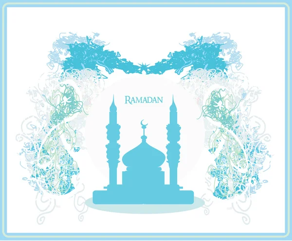 Fondo Ramadán - tarjeta vectorial silueta mezquita — Vector de stock