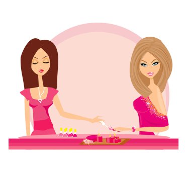 Young lady doing manicure in beauty salon clipart