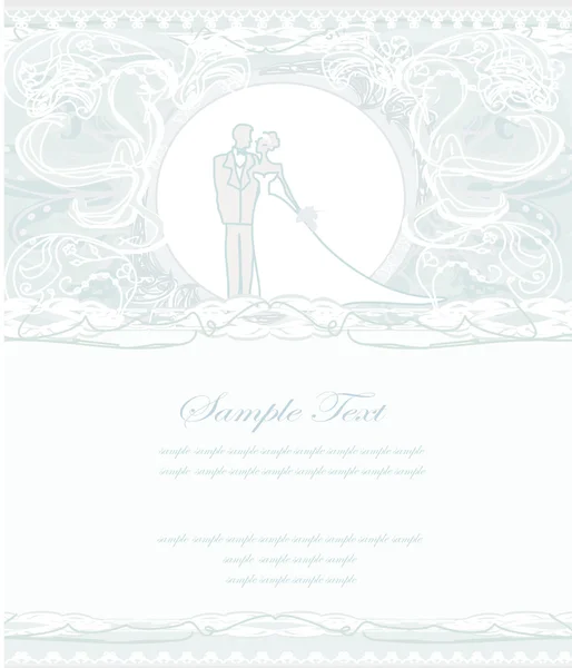Elegante bruiloft uitnodiging met bruidspaar — Stockvector