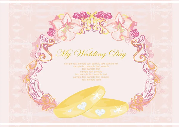 Cartão de convite de casamento com anéis —  Vetores de Stock