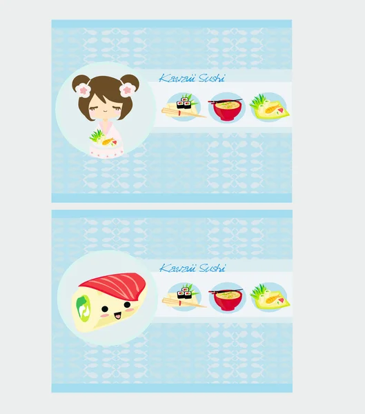 Aranyos sushi rajzfilm illusztráció - vektor kártya — Stock Vector