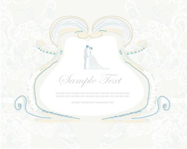 Elegant wedding invitation card with wedding couple clipart