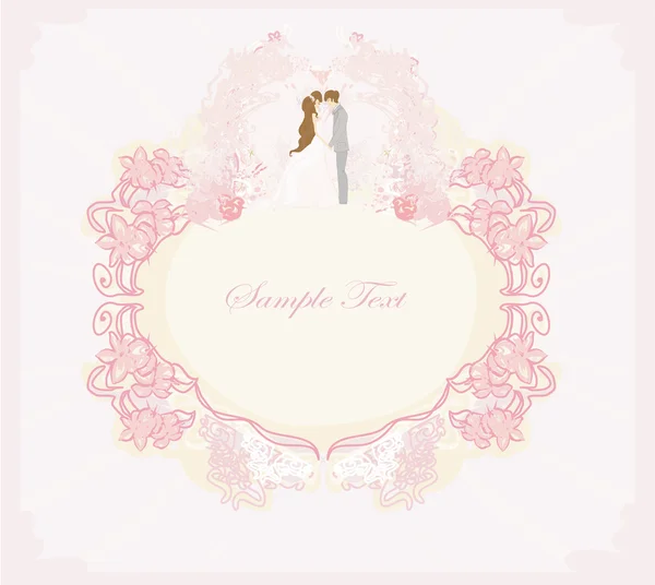 Élégante carte d'invitation de mariage avec couple de mariage — Image vectorielle