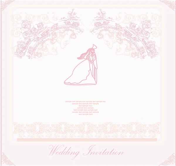 Élégante carte d'invitation de mariage avec couple de mariage — Image vectorielle