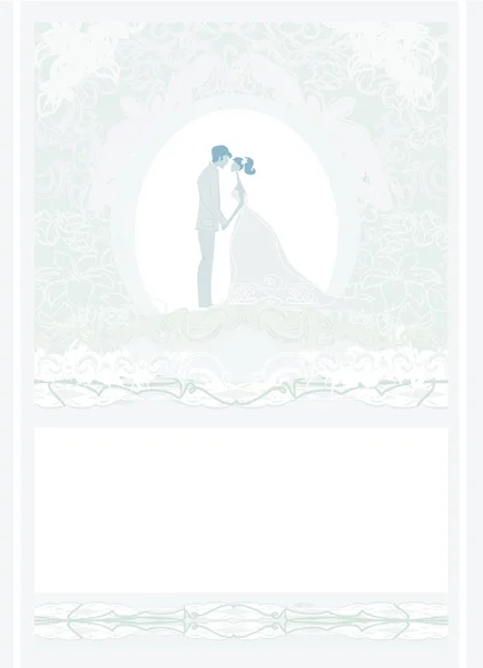 Elegante huwelijksuitnodiging kaart met bruiloft paar — Stockvector
