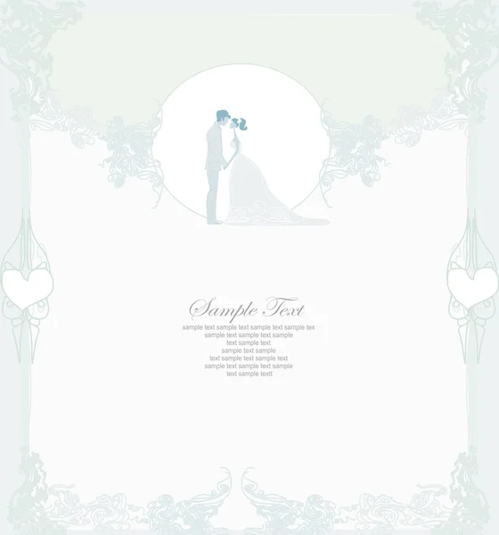 Élégante invitation de mariage avec couple de mariage — Image vectorielle