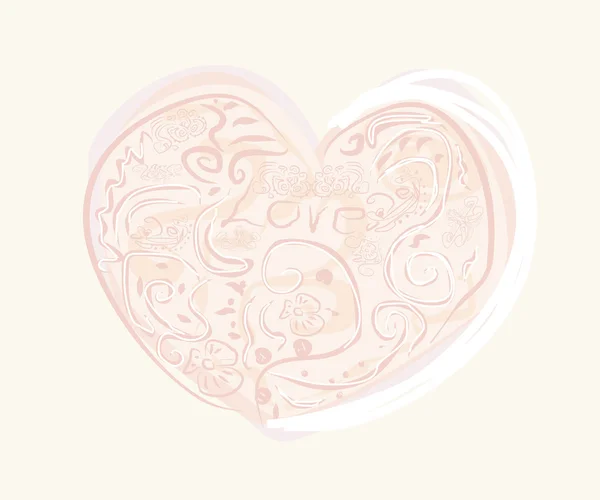 Invitation vintage romantique avec coeur — Image vectorielle
