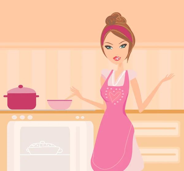 Bela senhora cozinhar — Fotografia de Stock