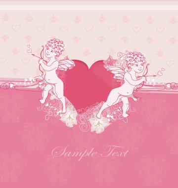 Happy valentine's day card with cupid clipart