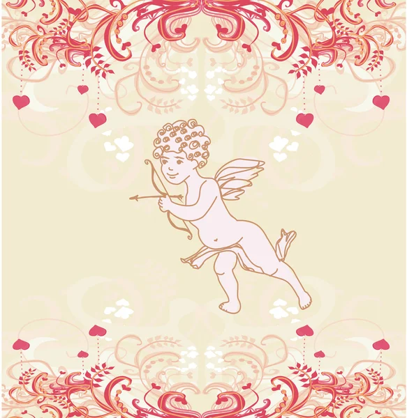 Feliz tarjeta de San Valentín con Cupido —  Fotos de Stock