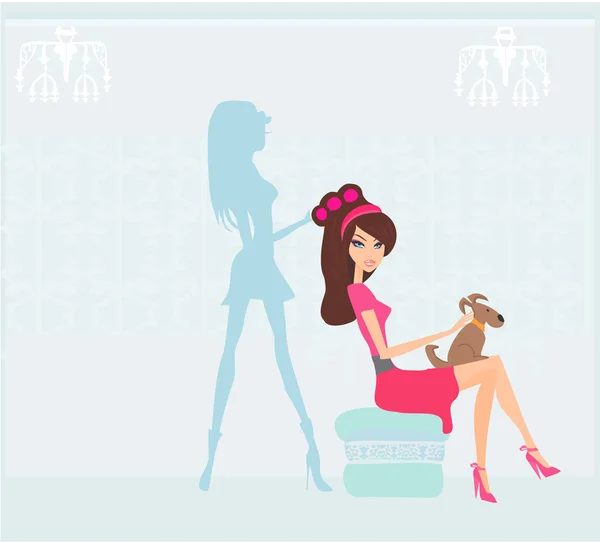 Illustration av den vackra kvinnan i frisörsalong — Stockfoto