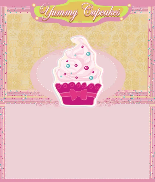 カップケーキ付きヴィンテージカード — ストック写真