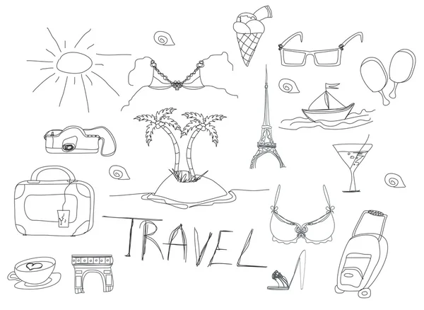 Stock image Hand drawn travel doodles illustration.