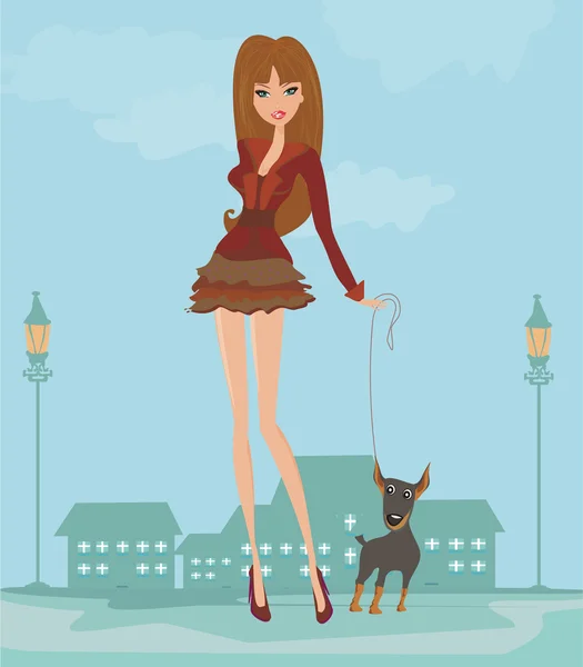 Menina e seu cachorro — Fotografia de Stock
