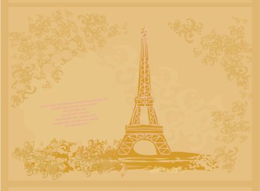 Vintage retro Eiffel card clipart