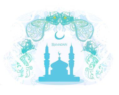 Ramadan background - mosque silhouette card