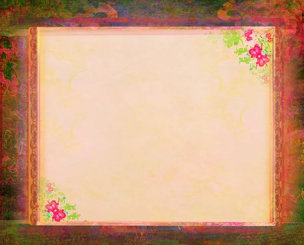 Grunge Frame per congratulazioni con fiore - scheda retrò — Foto Stock