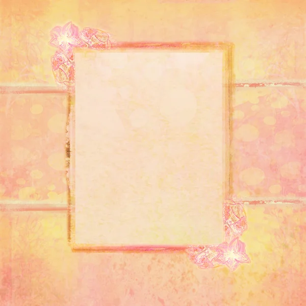 Quadro de Grunge para congratulação com flor - cartão retro — Fotografia de Stock