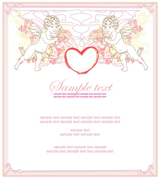 Biglietto di San Valentino felice con Cupido — Foto Stock