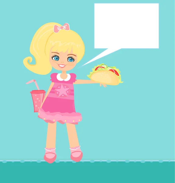 Niedliche kleine Mädchen essen Sandwich — Stockfoto