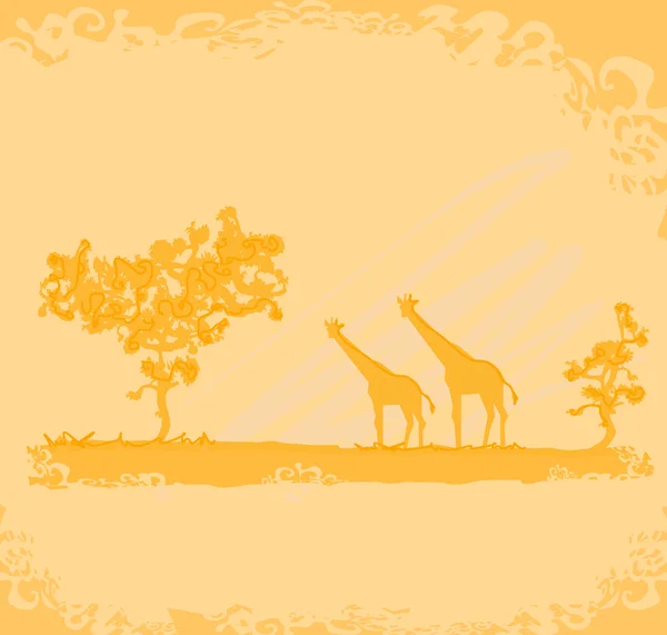Hintergrund mit afrikanischer Fauna und Flora — Stockfoto